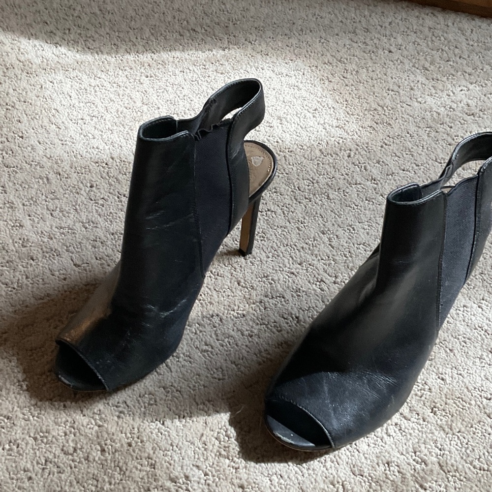Vince Camuto Black Peep-Toe Heeled Boots